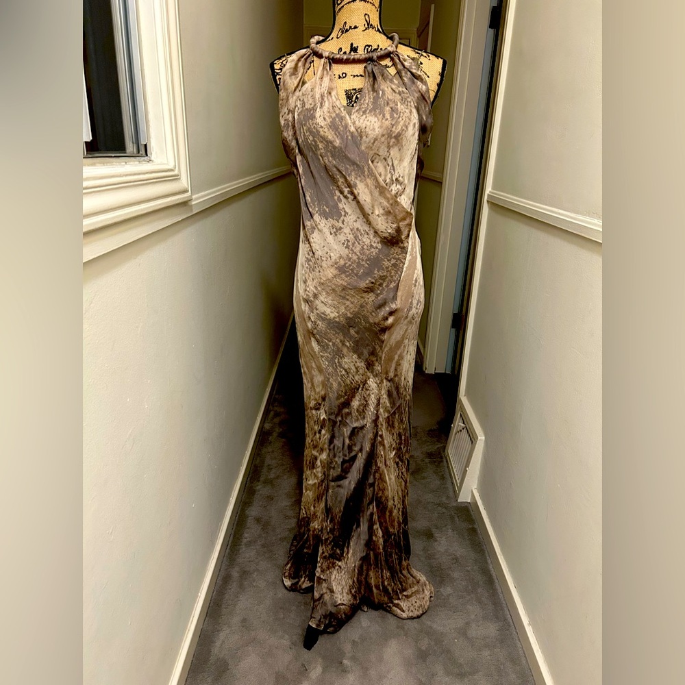 Donna Karan Black Label Silk Print Gown - 4